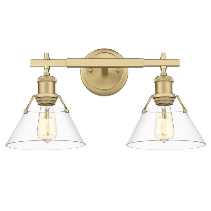 Golden 3306-BA2 BCB-CLR Two Light Bath Vanity, Brushed Champagne Bronze