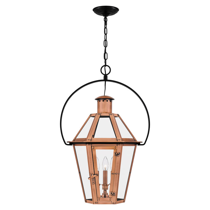Quoizel BURD1918AC Three Light Outdoor Hanging Lantern, Aged Copper