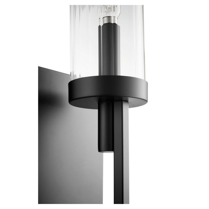 Quorum 501-1-69 One Light Wall Mount, Textured Black w/ Clear Fluted Glass