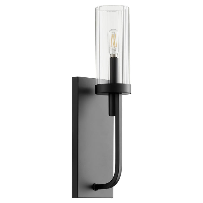 Quorum 501-1-69 One Light Wall Mount, Textured Black w/ Clear Fluted Glass