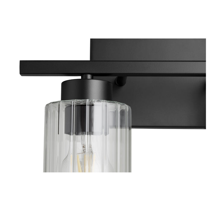 Quorum 501-2-69 Two Light Vanity, Textured Black w/ Clear Fluted Glass