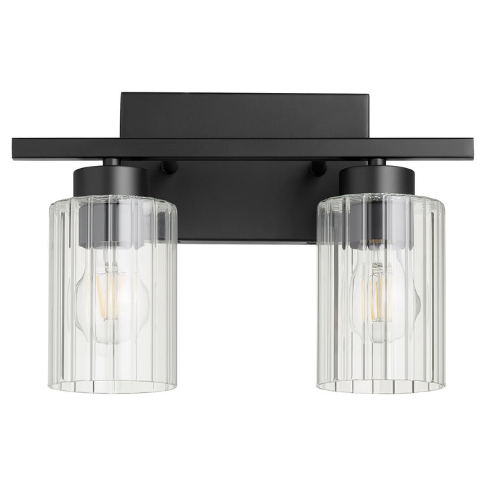Quorum 501-2-69 Two Light Vanity, Textured Black w/ Clear Fluted Glass