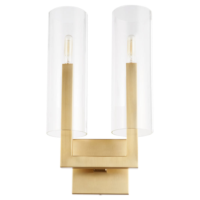 Quorum 5277-2-80 Two Light Wall Mount, Aged Brass