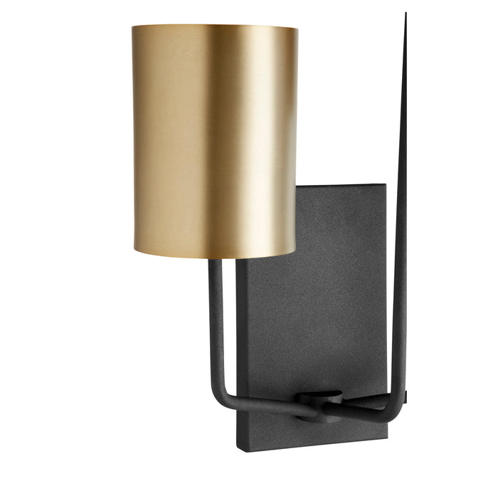 Quorum 557-3-6980 Three Light Wall Mount, Textured Black w/ Aged Brass