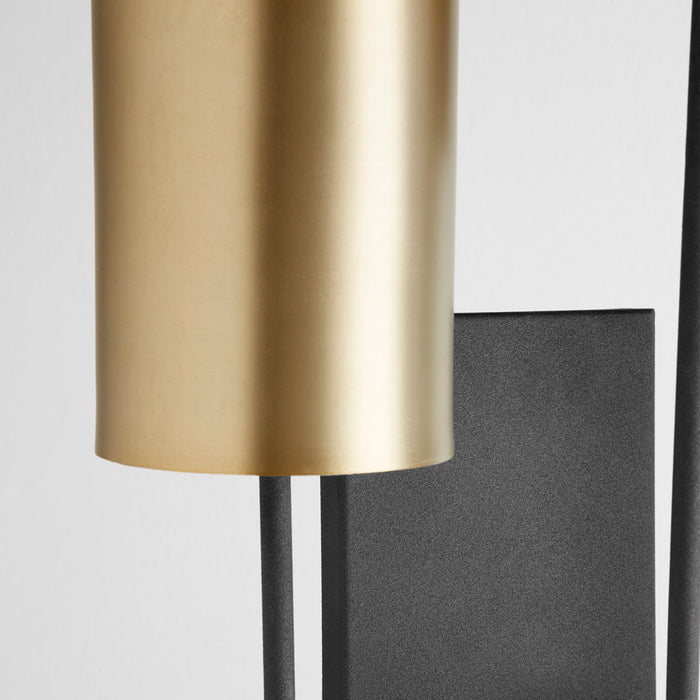 Quorum 557-3-6980 Three Light Wall Mount, Textured Black w/ Aged Brass