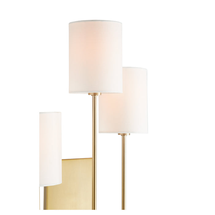 Quorum 557-3-80 Three Light Wall Mount, Aged Brass