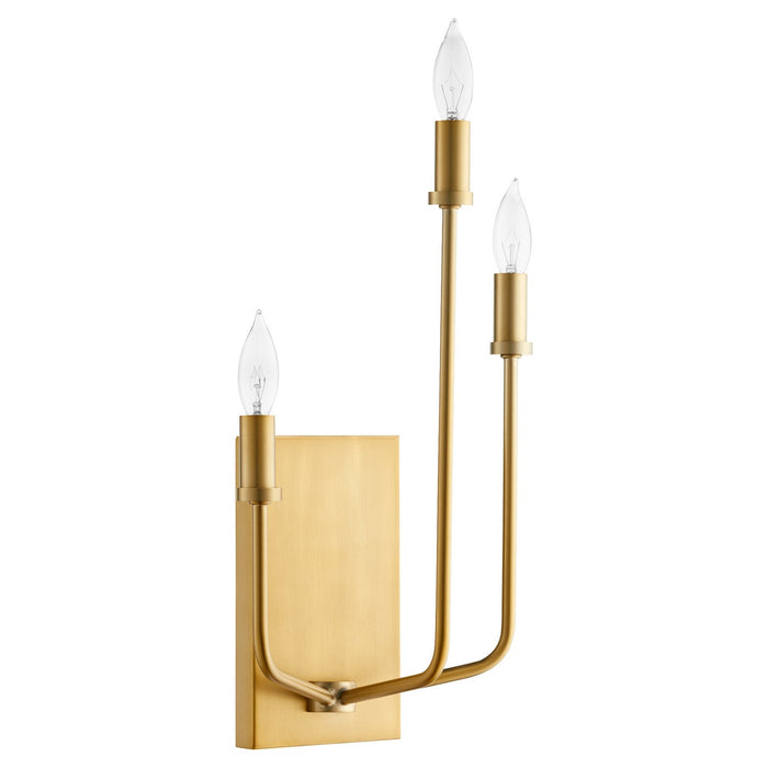 Quorum 557-3-80 Three Light Wall Mount, Aged Brass