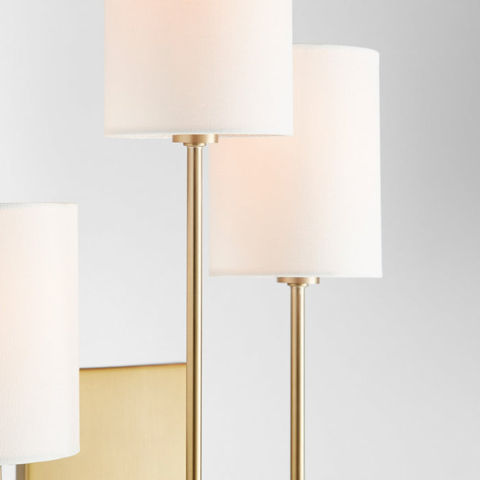 Quorum 557-3-80 Three Light Wall Mount, Aged Brass