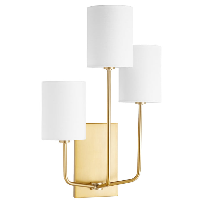 Quorum 557-3-80 Three Light Wall Mount, Aged Brass