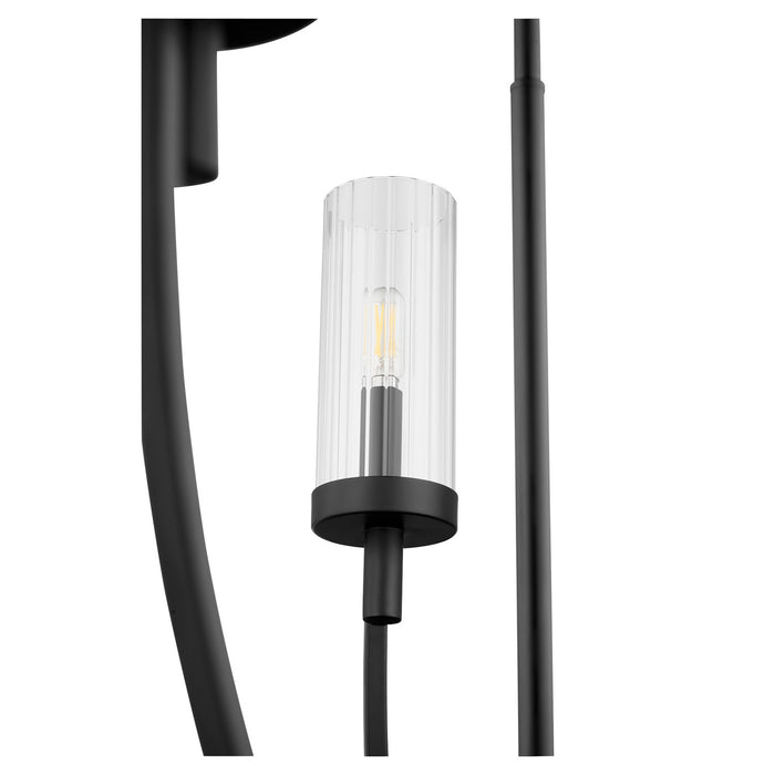Quorum 601-8-69 Eight Light Chandelier, Textured Black w/ Clear Fluted Glass