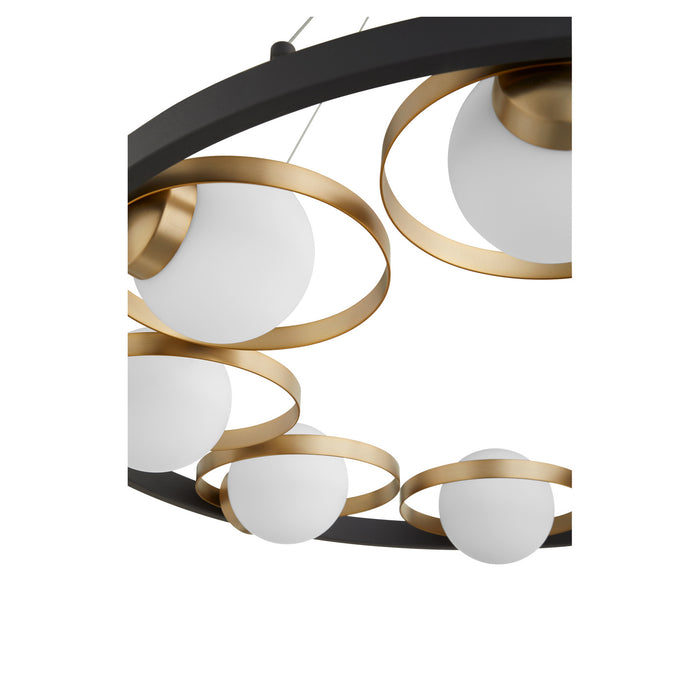 Quorum 606-8-6980 Eight Light Chandelier, Textured Black w/ Aged Brass