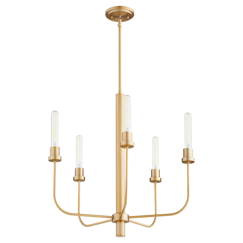 Quorum 612-5-80 Five Light Chandelier, Aged Brass