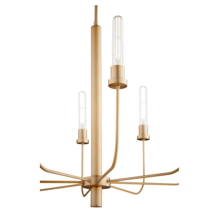 Quorum 612-8-80 Eight Light Chandelier, Aged Brass
