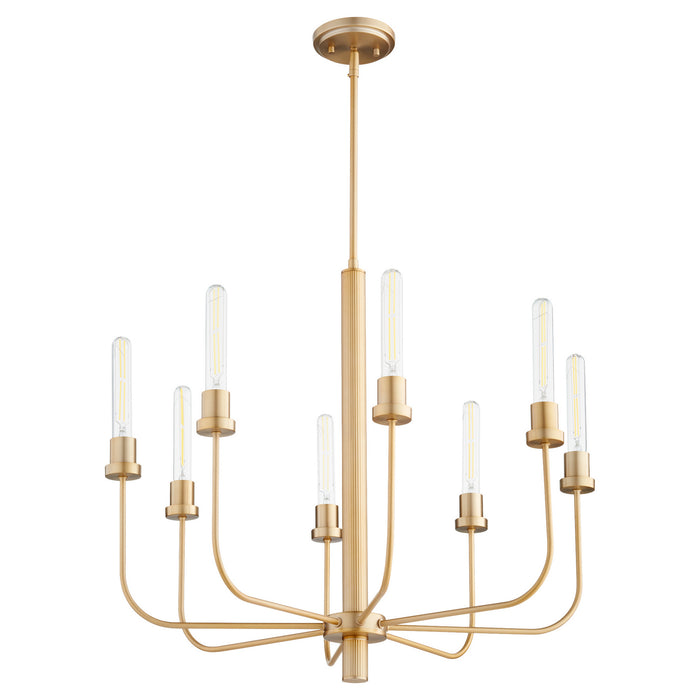 Quorum 612-8-80 Eight Light Chandelier, Aged Brass