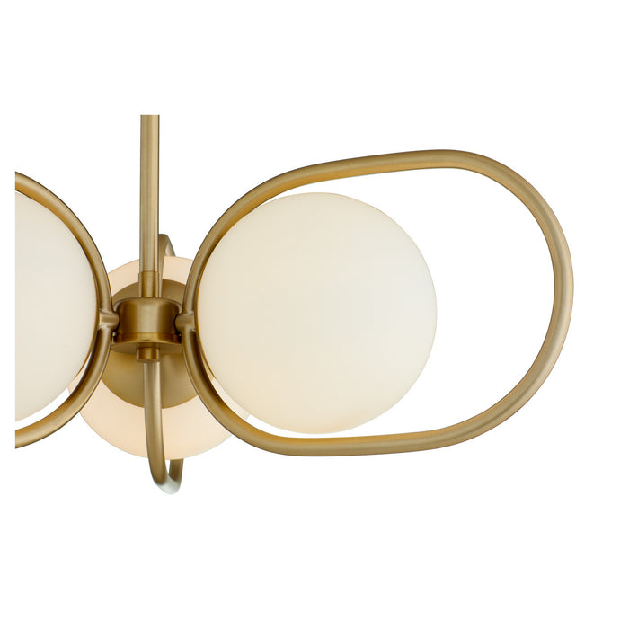 Quorum 6137-3-80 Three Light Chandelier, Aged Brass