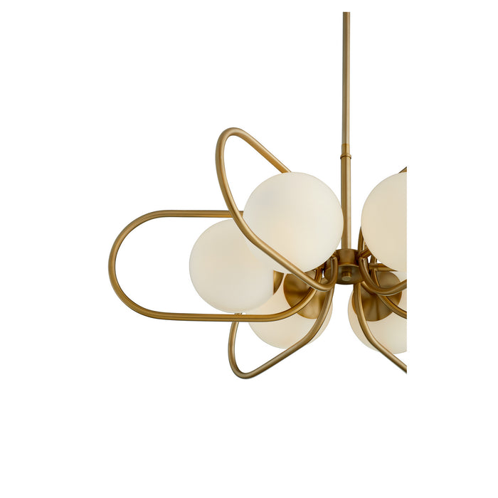 Quorum 6137-6-80 Six Light Chandelier, Aged Brass