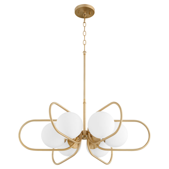 Quorum 6137-6-80 Six Light Chandelier, Aged Brass
