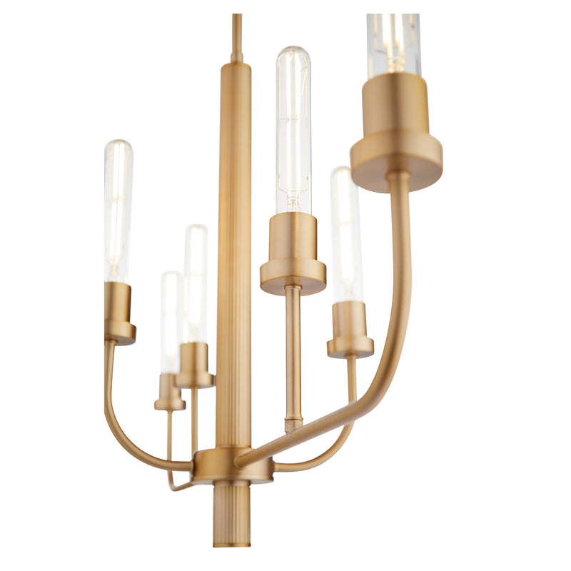 Quorum 622-6-80 Six Light Chandelier, Aged Brass