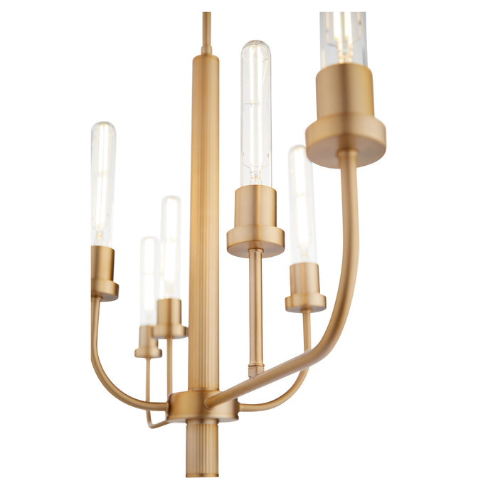 Quorum 622-6-80 Six Light Chandelier, Aged Brass
