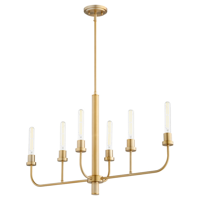Quorum 622-6-80 Six Light Chandelier, Aged Brass