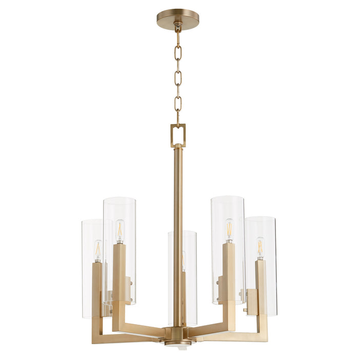 Quorum 6277-5-80 Five Light Chandelier, Aged Brass