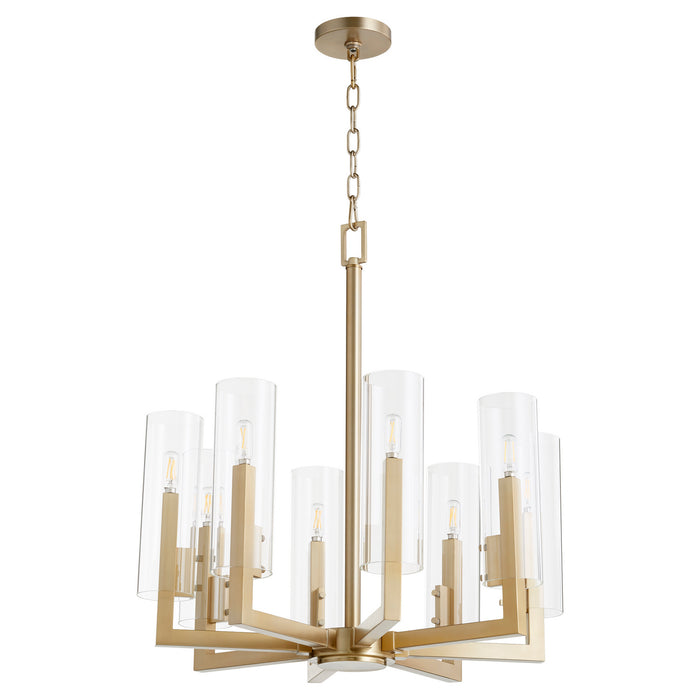 Quorum 6277-8-80 Eight Light Chandelier, Aged Brass