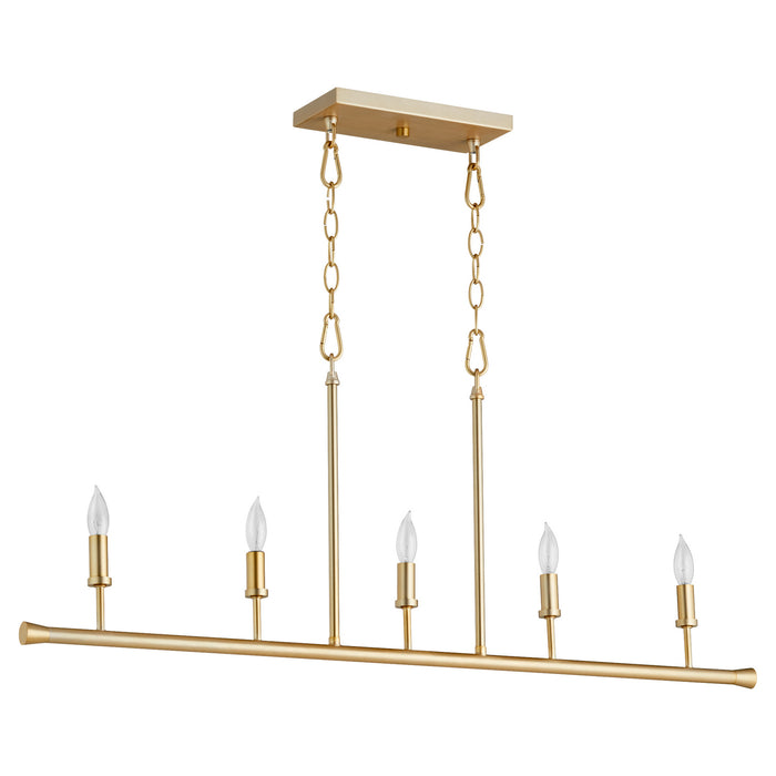 Quorum 647-5-80 Five Light Chandelier, Aged Brass