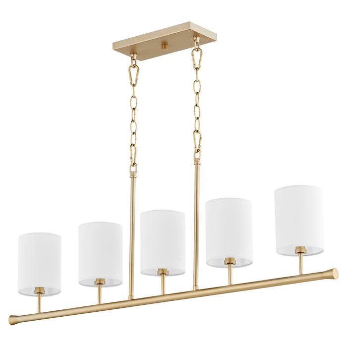 Quorum 647-5-80 Five Light Chandelier, Aged Brass