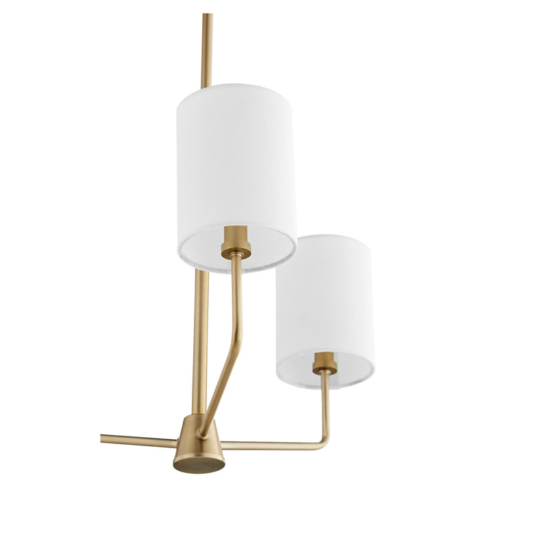 Quorum 657-3-80 Three Light Chandelier, Aged Brass