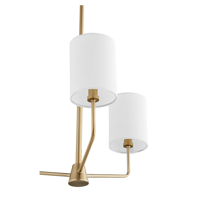 Quorum 657-3-80 Three Light Chandelier, Aged Brass