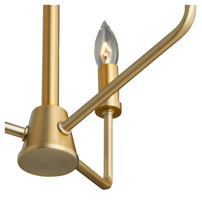 Quorum 657-3-80 Three Light Chandelier, Aged Brass