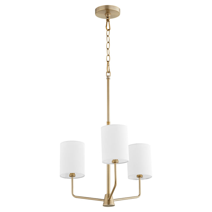 Quorum 657-3-80 Three Light Chandelier, Aged Brass