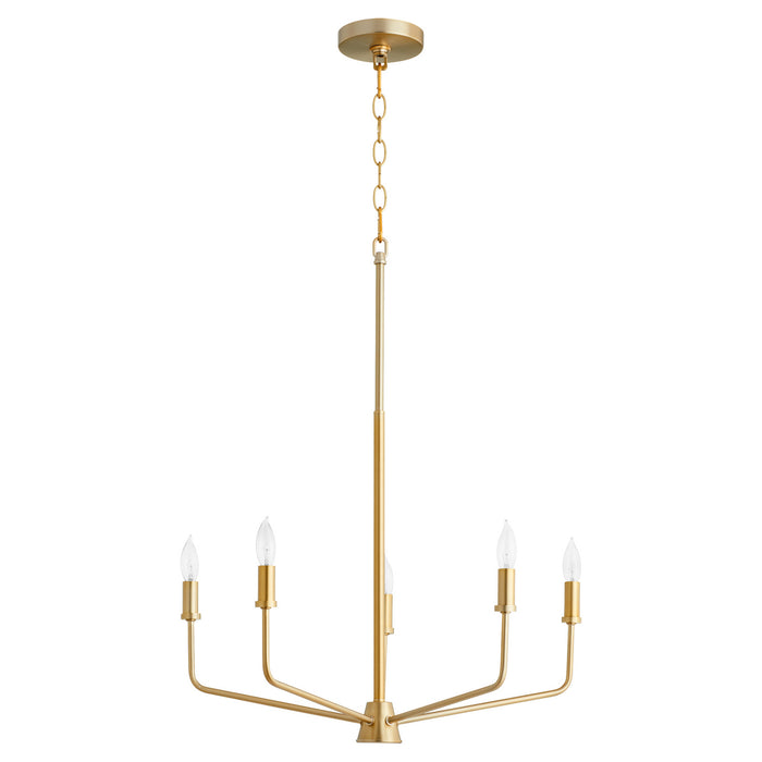 Quorum 657-5-80 Five Light Chandelier, Aged Brass