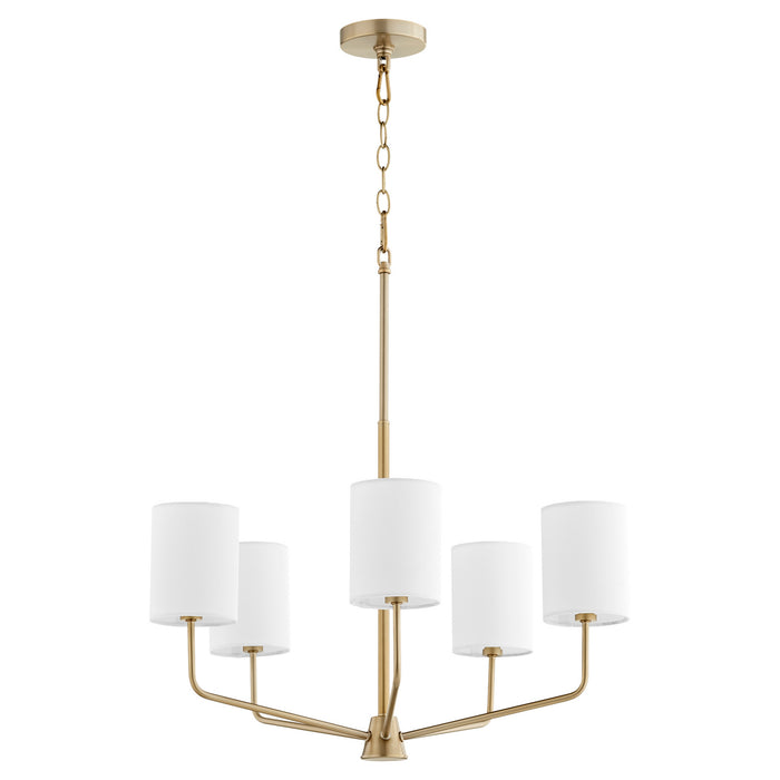 Quorum 657-5-80 Five Light Chandelier, Aged Brass