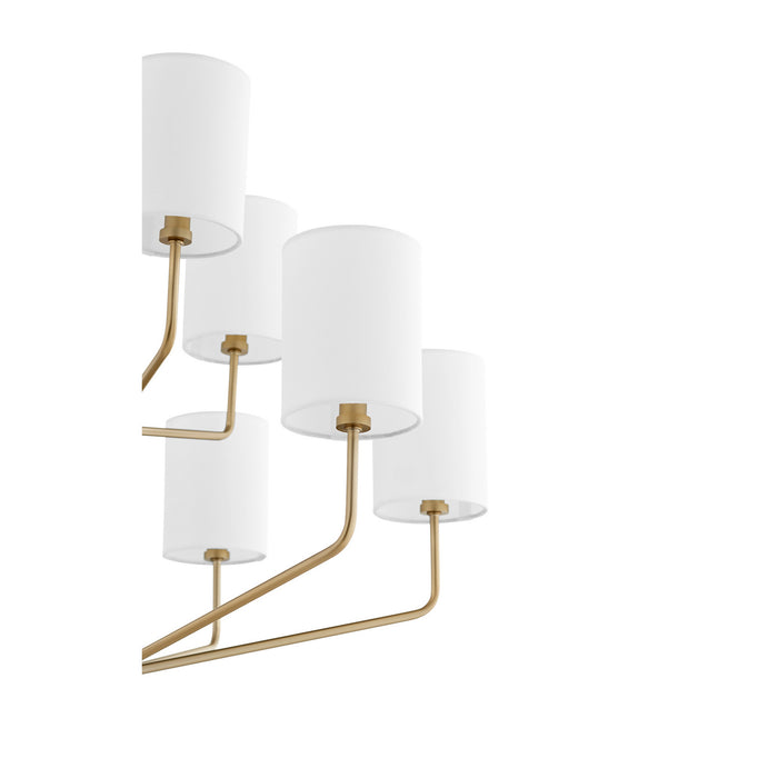 Quorum 657-9-80 Nine Light Chandelier, Aged Brass