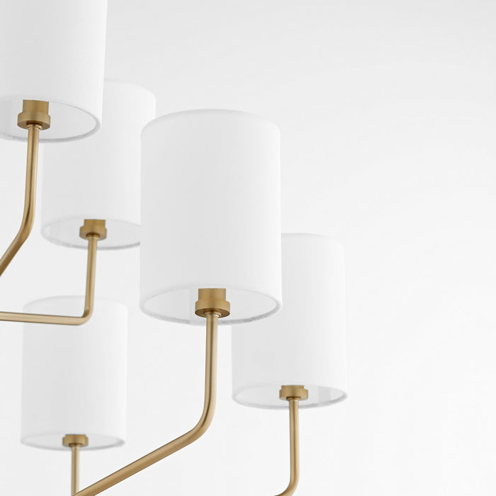Quorum 657-9-80 Nine Light Chandelier, Aged Brass
