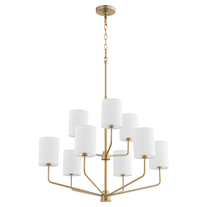 Quorum 657-9-80 Nine Light Chandelier, Aged Brass