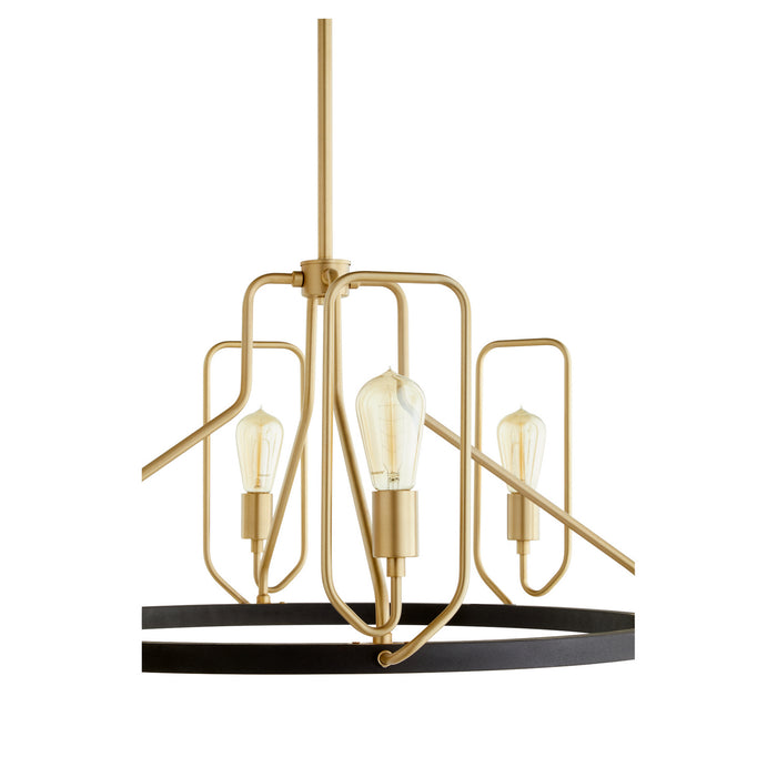 Quorum 65-8-6980 Eight Light Chandelier, Textured Black w/ Aged Brass