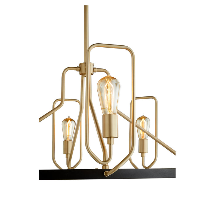 Quorum 65-8-6980 Eight Light Chandelier, Textured Black w/ Aged Brass