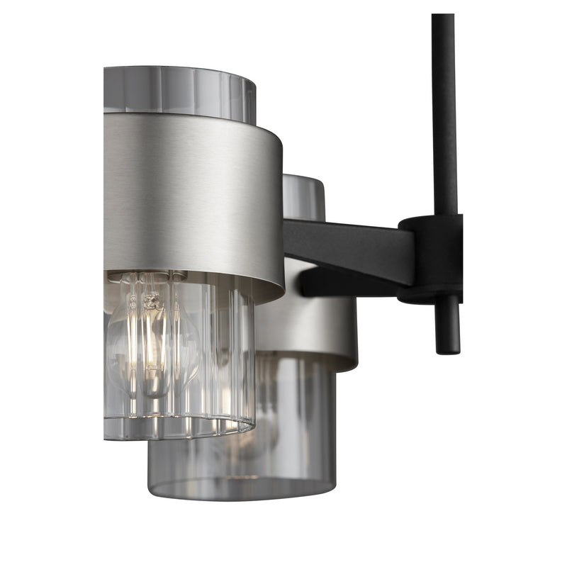 Quorum 683-4-6965 Four Light Chandelier, Textured Black w/ Satin Nickel