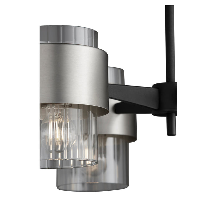 Quorum 683-4-6965 Four Light Chandelier, Textured Black w/ Satin Nickel