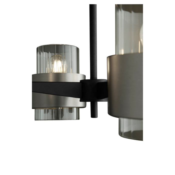 Quorum 683-4-6965 Four Light Chandelier, Textured Black w/ Satin Nickel