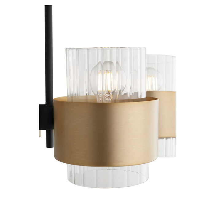 Quorum 683-4-6980 Four Light Chandelier, Textured Black w/ Aged Brass