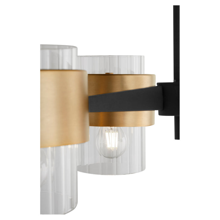 Quorum 683-4-6980 Four Light Chandelier, Textured Black w/ Aged Brass