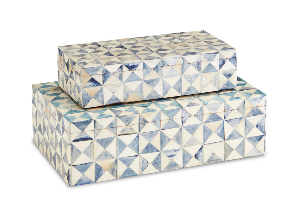 Currey and Company 1200-0453 Box Set of 2, Blue/White