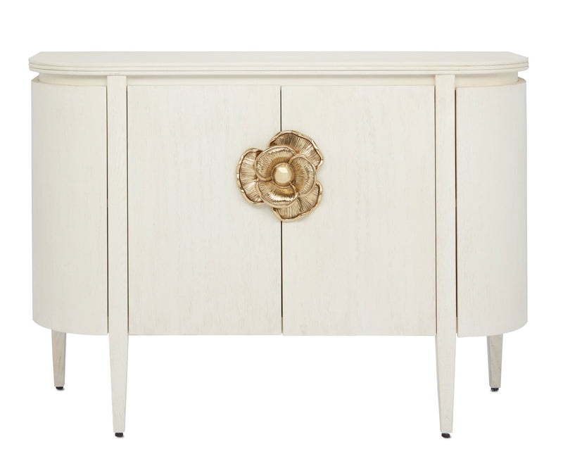 Currey and Company 3000-0201 Demi-Lune, Cerused White/Brass