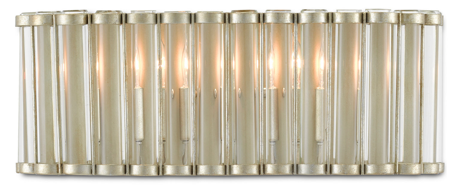 Currey and Company 5000-0187 Two Light Wall Sconce, Contemporary Silver Leaf/Clear