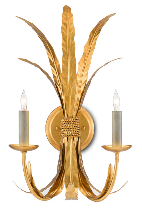 Currey and Company 5000-0188 Two Light Wall Sconce, Grecian Gold Leaf