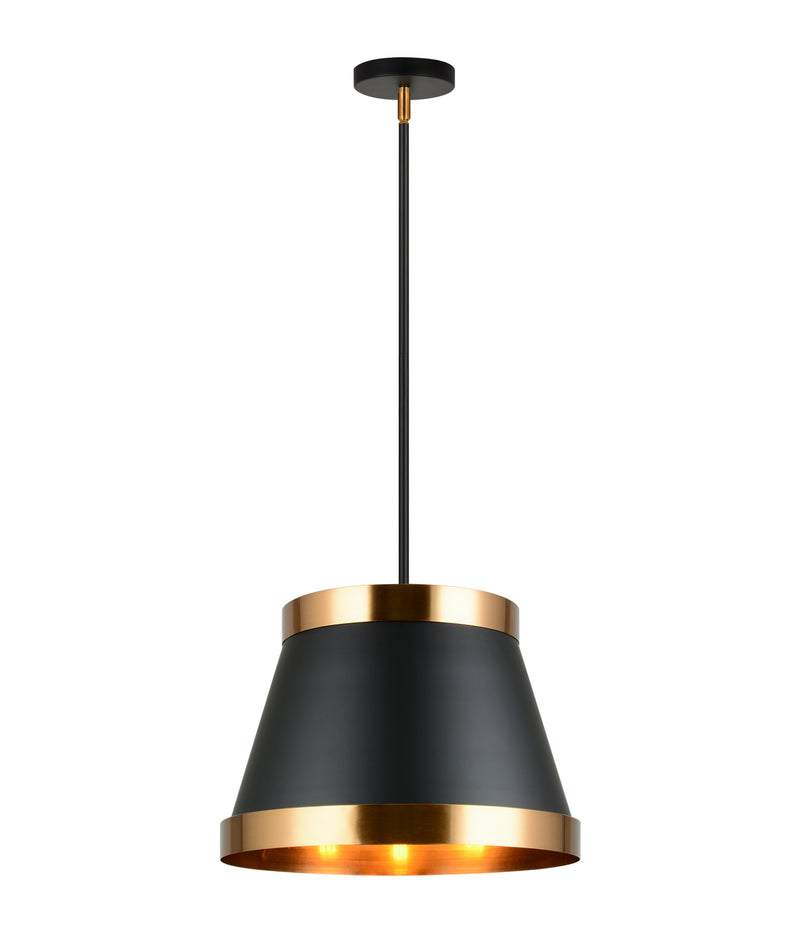 Matteo Lighting C62903BKAG Three Light Pendant, Black