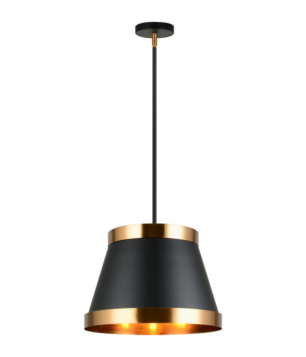 Matteo Lighting C62903BKAG Three Light Pendant, Black
